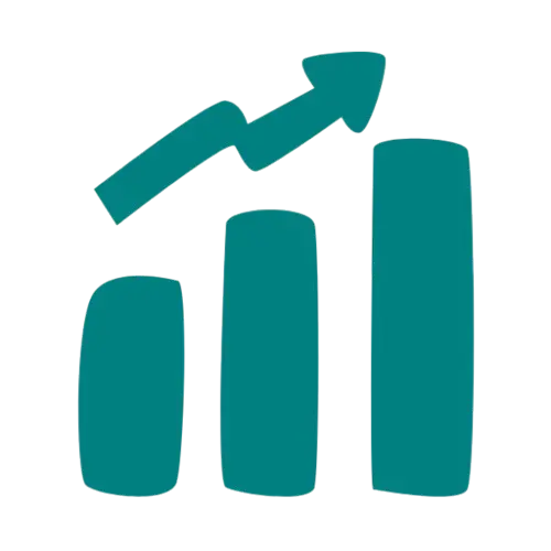 Stock Average Calculator logo with three teal bars and an upward-pointing arrow